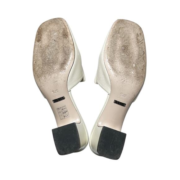 Gucci Madelyn Crystal Square G Logo Ivory Leather Mules Slides Heels Size 37.5 - Picture 9 of 9